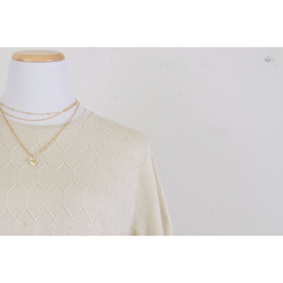 Vintage 80s Beige Knit Pullover Top | size PXL - Picture 6 of 10